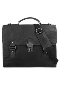 Aktentasche Bodenschatz, Gr. B/H/T: 36cm x 32cm x 9cm onesize, schwarz, Leder, Strukturmuster, Taschen Aktentasche, echt Leder