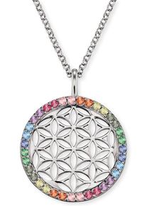 Kette mit Anh&auml;nger Engelsrufer "Lebensblume", bunt (silberfarben, gelb, orange, blau, rot, gr&uuml;n, lila, rosa), Halsketten, Damen, Silber 925 (Sterlingsilber), L: 50, Kette mit Anh&auml;nger, mit Zirkonia (synth.)