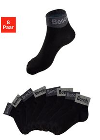 Kurzsocken Bench., Damen, Gr. 43-46, schwarz, Baumwolle, Elasthan, Polyamid, unifarben, elastisch, Socken Kurzsocken, mit eingestricktem Schriftzug am B&uuml;ndchen, Topseller