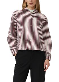 Hemdbluse s.Oliver, Damen, Gr. 40, schwarz merlot stripe, Web, Obermaterial: 100% Baumwolle, gestreift, regular fit normal, ohne Ausschnitt, Manschette, Blusen Hemdbluse, mit Streifen Muster