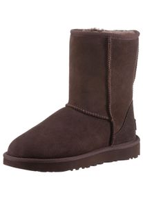 UGG Australia Winterboots UGG "Unisex Classic Short 2", Damen, Gr. 5 (36), braun (dunkelbraun), Obermaterial: 100% Lammfell. Decksohle: 100% Lammfell. Laufsohle: 100% EVA/Kautschuk, unifarben, Schuhe Winterboots, Stiefel, Schlupfstiefel in klassischem Design