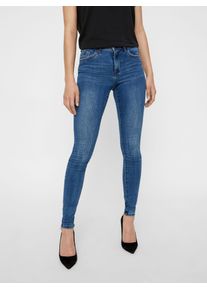 V&eacute;ro Moda Skinny-fit-Jeans VERO MODA "VMTANYA", Damen, Gr. M, L&auml;nge 30, blau (medium, blau, denim), Denim/Jeans, Obermaterial: 69% Baumwolle, 25% Polyester, 3% Elasthan, 3% Viskose, extraeng kn&ouml;chelfrei, Jeans Skinny-fit-Jeans, mit Stretch