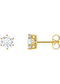 Paar Ohrstecker Thomas Sabo "Schmuck Silber 925 Ohrringe Solit&auml;r", gold (gelbgoldfarben, kristallwei&szlig;, kristallwei&szlig;), Ohrringe, Damen, 6mm, Silber 925 (recycelt), Paar Ohrstecker, mit Zirkonia (synth.)