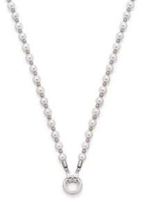 Charm-Kette Leonardo "Signora Darlin's", silber (edelstahlfarben, wei&szlig;), Halsketten, Damen, Edelstahl Perlen, L: 60, Edelstahl, Perlen, Charm-Kette, mit Muschelkernperle