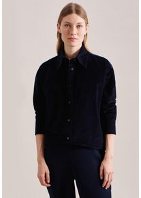 Longbluse Seidensticker "Schwarze Rose", Damen, Gr. 38, dunkelblau, 100% Baumwolle, unifarben, oversize, ohne Ausschnitt, Blusen Longbluse, Langarm Kragen Uni