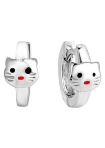 Paar Creolen Firetti "Schmuck Geschenk Silber 925 Katzen", bunt (silberfarben, rot, schwarz), Ohrringe, Damen, 12mm, Silber 925 (Sterlingsilber), Paar Creolen