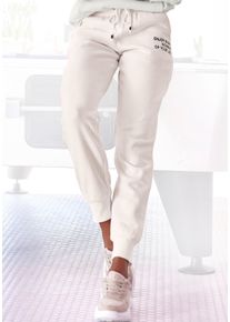 Jogginghose Buffalo, Damen, Gr. 44/46, N-Gr, wei&szlig;, angeraute Sweatware, Obermaterial: 60% Baumwolle, 40% Polyester, unifarben, bequem lang, Hosen Jogginghose, mit seitlichen Eingrifftaschen, Loungewear, Topseller