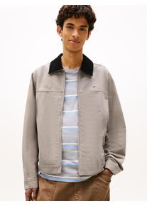 Blouson Tommy Jeans "TJM REGULAR COTTON RANCH", Damen, Gr. XL, limestone dust, Web, Obermaterial: 100% Baumwolle, unifarben, regular fit normal, Rundhals, eingesetzt abgesteppte Kante, Jacken Blouson, Regular fit mit Umlegekragen