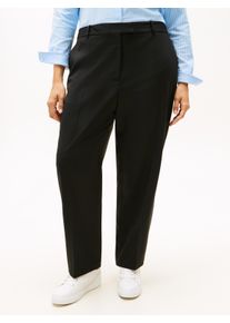 Anzughose Tommy Hilfiger Curve "CRV TIMELESS WOOL SLIM STRT PANT", Damen, Gr. 46, N-Gr, schwarz, Web, Obermaterial: 54% Polyester, 44% Wolle, 2% Elasthan, unifarben, slim fit, Hosen Anzughose, in gro&szlig;en Gr&ouml;&szlig;en, mit Wolle