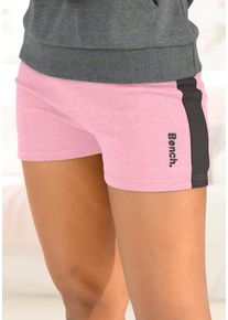 Relaxshorts BENCH. LOUNGEWEAR, Damen, Gr. 44/46, N-Gr, rosa (rosa, schwarz), Jersey, Obermaterial: 60% Baumwolle, 40% Polyester, unifarben mit Farbeinsatz, bequem kurz, Hosen Relaxshorts, mit Seitenstreifen, Loungewear