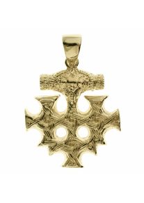 Kettenanh&auml;nger OSTSEE-SCHMUCK "- Hiddensee 30 x 30 mm - Silber 925/000, vergoldet -" Gr. 42, gold (goldfarben, gelb), Schmuckanh&auml;nger, Damen, Silber 925 (Sterlingsilber), Kettenanh&auml;nger