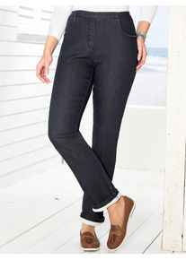 Thermojeans Classic Basics, Damen, Gr. 24, Kurzgr&ouml;&szlig;en, schwarz (schwarz, denim), 81% Baumwolle, 17% Polyester, 2% Elasthan, unifarben, lang, Jeans Thermojeans