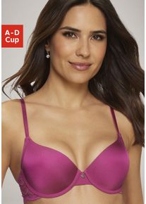 Schalen-BH s.Oliver "Pauline", Damen, Gr. 90, Cup D, lila (beere), Spitze, Obermaterial: 62% Polyamid, 23% Polyester, 15% Elasthan, BHs Schalen-BH, mit B&uuml;gel und h&uuml;bschem Spitzenr&uuml;cken, Dessous