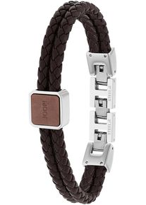JOOP! Lederarmband JOOP "2038036", braun (edelstahlfarben, braun), Armb&auml;nder, Herren, 21,5cm, Edelstahl Leder, Edelstahl, Leder, Lederarmband