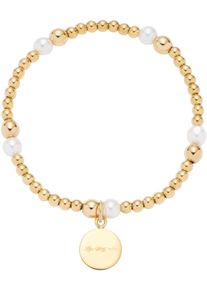 Armband Leonardo "Mathilde", gold (gelbgoldfarben, wei&szlig;), Armb&auml;nder, Damen, 18,5cm, Edelstahl Perlen Polyurethan, Edelstahl, Perlen, Polyurethan, Armband, mit Perle (imitiert)