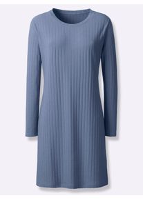 Langarmshirt feel good "Longshirt", Damen, Gr. 52/54, blau (taubenblau), 64% Polyester, 32% Viskose, 4% Elasthan, unifarben, Shirts Langarmshirt