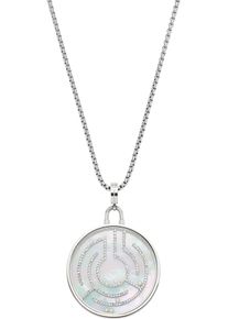 Kette mit Anh&auml;nger Leonardo "Halskette Joy", transparent (edelstahlfarben, transparent, kristallwei&szlig;, wei&szlig;), Halsketten, Damen, Edelstahl Glas Perlen, L: 85 B: 50mm, Edelstahl, Glas, Perlen, Kette mit Anh&auml;nger, mit Zirkonia (synth.) - mit Perle (imitiert), B:50mm