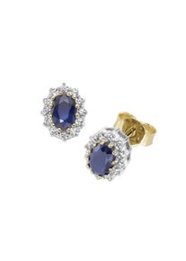 Paar Ohrstecker Luigi Merano "Ohrstecker mit Saphir und Zirkonia, Gold 375", blau, Ohrringe, Damen, Gelbgold 375, Paar Ohrstecker