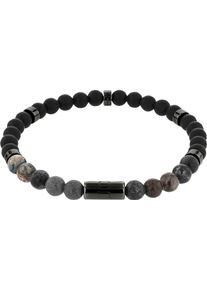 JOOP! Armband JOOP "2038991", schwarz (gunfarben, schwarz, schwarz), Armb&auml;nder, Herren, 19cm, Edelstahl, Armband, mit Achat, Hypersthen
