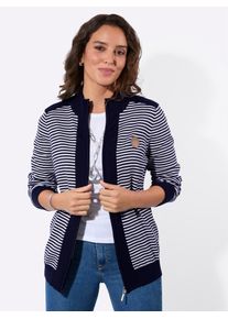Cardigan Casual Looks, Damen, Gr. 38, marine, wei&szlig;, geringelt, 100% Baumwolle, gemustert, gestreift, mehrfarbig, Strickjacken Cardigan