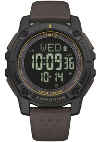 Chronograph Timex "RIDGE SOLAR", braun (dunkelbraun), Armbanduhren, Herren, Chronograph, Solar Armbanduhr,Herrenuhr,digital,Silikonarmband,Stoppfunktion,Datum