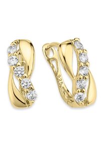 Paar Creolen Bruno Banani "Schmuck Geschenk Silber 925 Ohrschmuck Ohrringe", gold (gelbgoldfarben, wei&szlig;, kristallwei&szlig;), Ohrringe, Damen, Silber 925 (Sterlingsilber), Paar Creolen, mit Zirkonia (synth.)