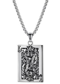 Kette mit Anh&auml;nger Firetti "Schmuck Geschenk Poker Skull", schwarz (edelstahlfarben, schwarz, vintage), Halsketten, Herren, Edelstahl, L: 55 B: 3mm, Kette mit Anh&auml;nger, B:3mm