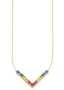 Kette mit Anh&auml;nger Bruno Banani "Schmuck Geschenk Silber 925 Halsschmuck Halskette Regenbog Gold", gold (gelbgoldfarben, mehrfarbig), Halsketten, Damen, Silber 925 (Sterlingsilber), L: 48, Kette mit Anh&auml;nger, mit Zirkonia (synth.)