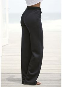 Relaxhose Vivance, Damen, Gr. 48/50, N-Gr, schwarz, angeraute Sweatware, Obermaterial: 50% Polyester, 30% Viskose, 20% Baumwolle, unifarben, Basic, bequem lang, Hosen Relaxhose, mit weitem Bein und aus ultraweicher Sweatqualit&auml;t, Loungewear