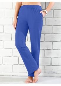 Homewearpants, Damen, Gr. 46, Normalgr&ouml;&szlig;en, blau (royalblau), 100% Baumwolle, unifarben, lang, Hosen Homewearpants