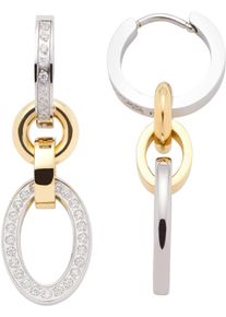 Paar Creolen Leonardo "Ohrringe Lena", gelb (edelstahlfarben, gelbgoldfarben, kristallwei&szlig;, kristallwei&szlig;), Ohrringe, Damen, 10mm, Edelstahl, Paar Creolen, mit Zirkonia (synth.) - Einh&auml;nger abnehmbar