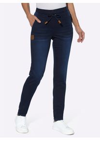 Jogg Pants, Damen, Gr. 46, Normalgr&ouml;&szlig;en, blau (dunkelblau), 99% Baumwolle, 1% Elasthan, unifarben, lang, Jeans Jogg Pants