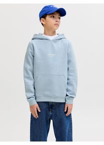 Jack & Jones Kapuzensweatshirt JACK & JONES JUNIOR "JJESOHO SWEAT HOOD NOOS JNR", Jungen, Gr. 140, celestial blau, angeraute Sweatware, Obermaterial: 80% Baumwolle, 20% Polyester, bedruckt, relaxed fit normal, Rundhals, Rippb&uuml;ndchen, Sweatshirts Kapuzensweatshirt, Baumwollmischung, relaxed fit