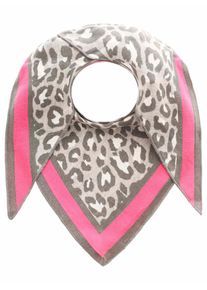 Modetuch Zwillingsherz "Dreieckstuch BW "Leo Rand", Damen, grau, Obermaterial: 50% Baumwolle, 50% Polyacryl, Modet&uuml;cher Modetuch, Leo mit pinker Lante