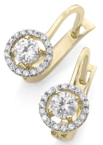 Paar Ohrh&auml;nger Firetti "Schmuck Geschenk Gold 375 Ohrschmuck Ohrhaken Solit&auml;r Glitzer", gold (gelbgoldfarben, kristallwei&szlig;), Ohrringe, Damen, Gelbgold 375, Paar Ohrh&auml;nger, mit Zirkonia (synth.)