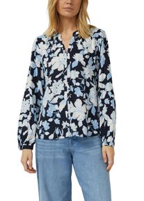 Langarmbluse s.Oliver, Damen, Gr. 44, blau floral, Web, Obermaterial: 100% Viskose, gemustert, regular fit normal, Rundhals, elastischer Bund, Blusen Langarmbluse, mit All-Over Print