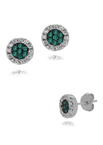 Paar Ohrstecker Firetti "Schmuck Geschenk Silber 925 Ohrschmuck Glitzer", gr&uuml;n (silberfarben, wei&szlig;, gr&uuml;n, wei&szlig;, gr&uuml;n), Ohrringe, Damen, 6,5mm, Silber 925 (Sterlingsilber), Paar Ohrstecker, Made in Germany - mit Zirkonia (synth.)