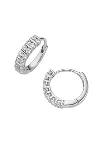 Paar Creolen Firetti "Schmuck Geschenk Silber 925 Ohrschmuck Ohrringe", silberfarben, kristallwei&szlig;, kristallwei&szlig;, Ohrringe, Damen, 13mm, Silber 925 (Sterlingsilber), Paar Creolen, mit Zirkonia (synth.)