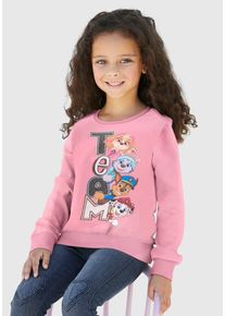 Longsweatshirt PAW PATROL, M&auml;dchen, Gr. 116/122, rosa, Sweatware, Obermaterial: 95% Baumwolle, 5% Elasthan, bedruckt, Basic Po-bedeckend, Rundhals, B&uuml;ndchen, Sweatshirts Longsweatshirt