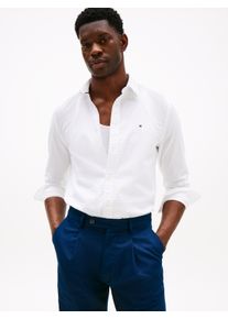 Langarmhemd Tommy Hilfiger "DOBBY STRUCTURE Regular Fit SHIRT", Herren, Gr. M, N-Gr, wei&szlig; (th optic wei&szlig;), Web, Obermaterial: 100% Baumwolle, regular fit, 1-Knopf-Manschette, Hemden Langarmhemd