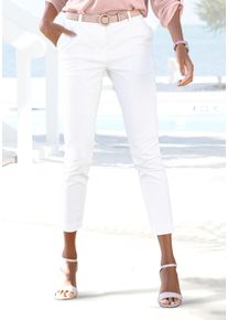 Chinohose Lascana, Damen, Gr. 40, N-Gr, beige (creme), Web, Obermaterial: 52% Polyester, 46% Baumwolle, 2% Elasthan, unifarben, figurbetont 7/8-L&auml;nge, Hosen Chinohose, in verk&uuml;rzter L&auml;nge, Stoffhose in schmaler Passform, casual-chic, Topseller