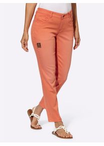 Bequeme Jeans Casual Looks, Damen, Gr. 46, Normalgr&ouml;&szlig;en, orange (papaya), 81% Baumwolle, 17% Polyester, 2% Elasthan, unifarben, lang, Jeans Bequeme Jeans