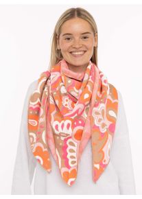 Dreieckstuch Zwillingsherz "Paisley all over", Damen, orange pink beige, Strick, Materialmix, gemustert, mehrfarbig, Modet&uuml;cher Dreieckstuch, modisches Muster, Strick, w&auml;rmend