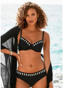 B&uuml;gel-Bikini Lascana, Damen, Gr. 40, Cup C, gold (schwarz, wei&szlig;, goldfarben), Polyamid, gestreift, Bikini-Sets B&uuml;gel-Bikini, mit goldfarbenen Streifen, Topseller