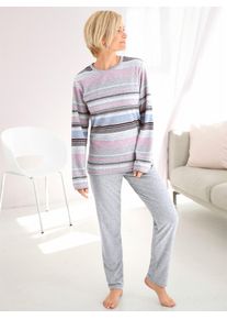 Schlafanzug Normann, Damen, Gr. 44/46, grau (grau, meliert), 80% Baumwolle, 20% Polyester, Homewear-Sets Schlafanzug