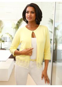 Cardigan Lady, Damen, Gr. 48, gelb (zitrone), 70% Viskose, 30% Polyamid, unifarben, Strickjacken Cardigan