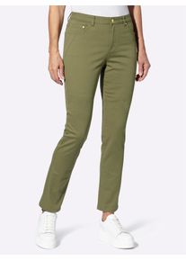 5-Pocket-Jeans Inspirationen, Damen, Gr. 46, Normalgr&ouml;&szlig;en, gr&uuml;n (khaki), 98% Baumwolle, 2% Elasthan, unifarben, lang, Jeans 5-Pocket-Jeans