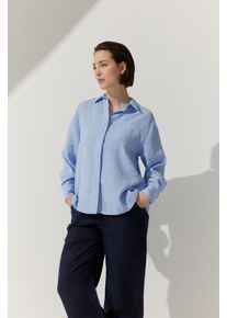 Langarmbluse THE FASHION PEOPLE, Damen, Gr. 38, hellblau, Obermaterial: 85% Viskose, 15% Polyamid., Blusen Langarmbluse