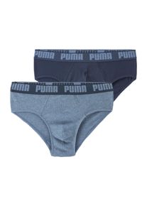 Slip Puma "Puma MEN EVERYDAY BRIEFS 2P", Herren, Gr. S, blau (blau, meliert, navy), Jersey, Obermaterial: 95% Baumwolle, 5% Elasthan, bedruckt, unifarben, eng, Unterhosen Slip, mit Logobund, Topseller