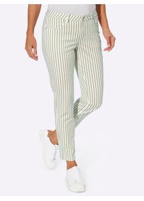 Bequeme Jeans Casual Looks, Damen, Gr. 46, Normalgr&ouml;&szlig;en, gr&uuml;n (schilf, ecru, gestreift), 97% Baumwolle, 3% Elasthan, gemustert, mehrfarbig, lang, Jeans Bequeme Jeans